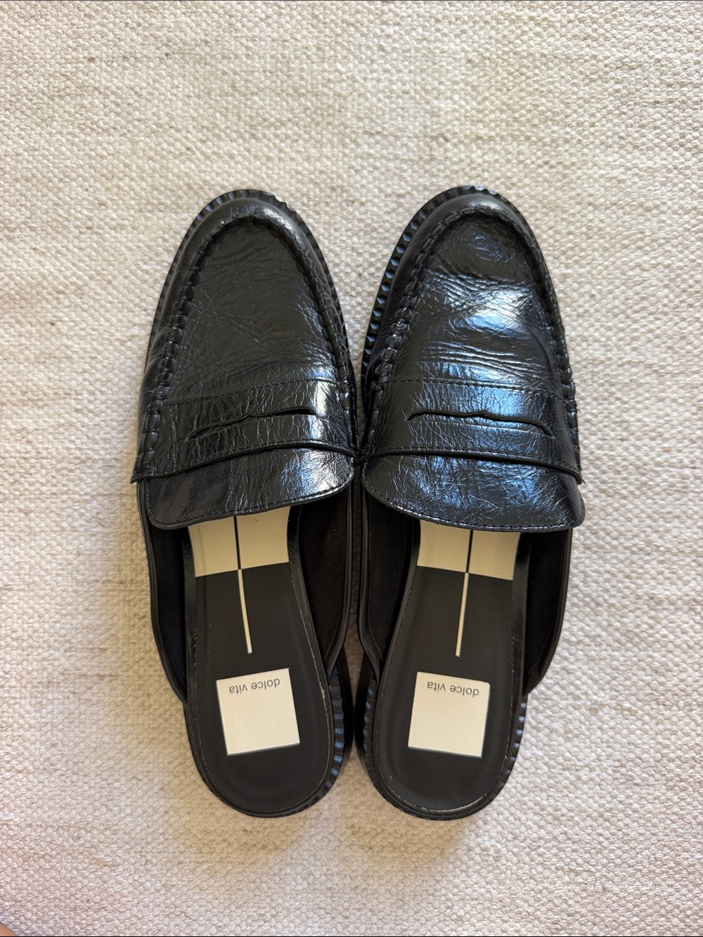 Dolce Vita Black Leather Penny Loafer Mules